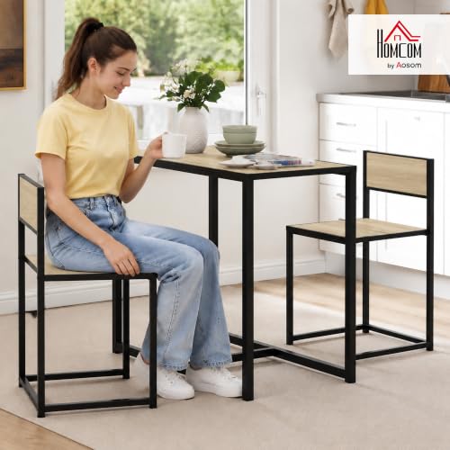 HOMCOM Oak Small Dining Table Set for 2 - Compact Kitchen & Dining Furniture