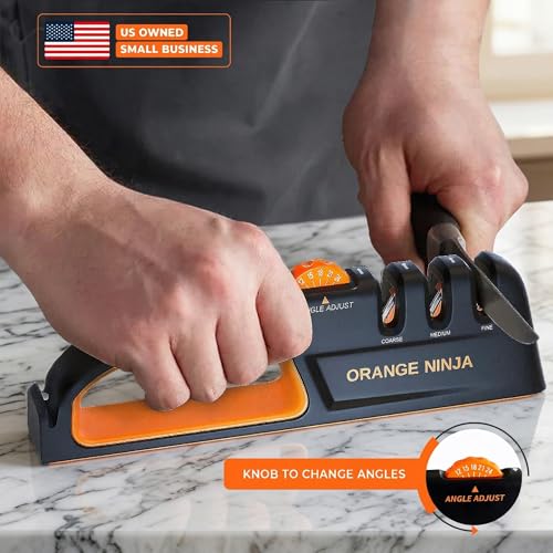 Medium Precision Knife Sharpener - 3-Stage Manual Kitchen & Pocket Sharpener