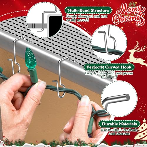 MJZ 100PCS Gutter Clips for Christmas Lights - Reusable, Rustproof & Heavy-Duty