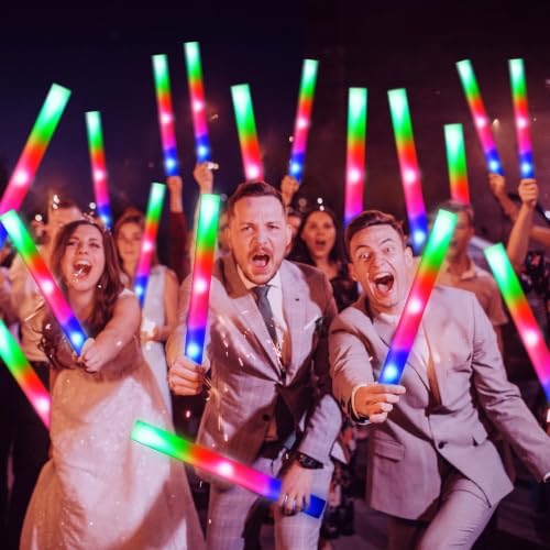 150 PCS LED Foam Glow Sticks with 3 Flashing Colors - Party, Wedding, Rave Supplies