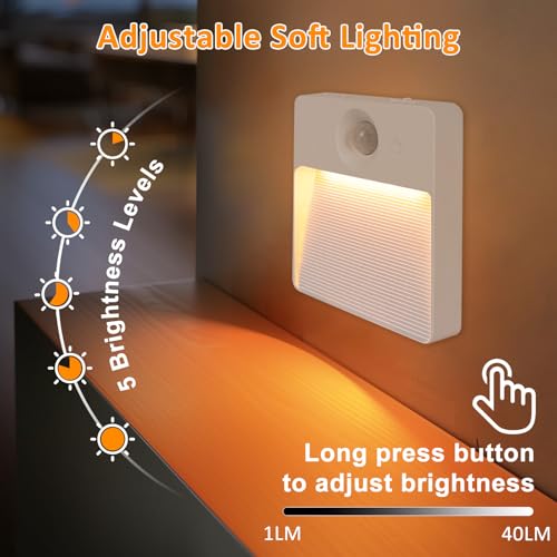 16 Pack Rechargeable RGBW Magnetic Motion Sensor Night Lights for Stairs, Cabinets, Hallways, White