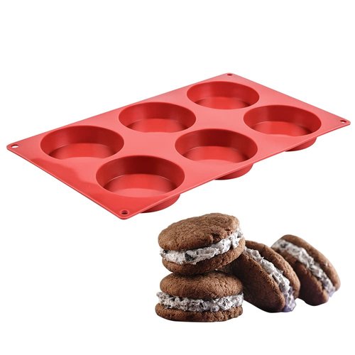CAKETIME Silicone Egg Molds - Muffin Top Pan Whoopie Pie Pan 3" Round Silicone Baking Mold for Whoopie Pie, Corn Bread, Egg bites, English muffins, Tarts 1 Pack
