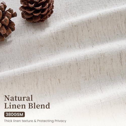 Natural Linen Curtain Set - 4 Panels, 40W x 96L, Pinch Pleated, Textured
