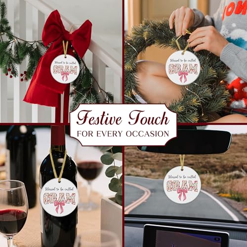 XNXLDYLH Blessing Gram Christmas Tree Ornament for Grandma from Grandkids - 3x3 Inch Ceramic Gift