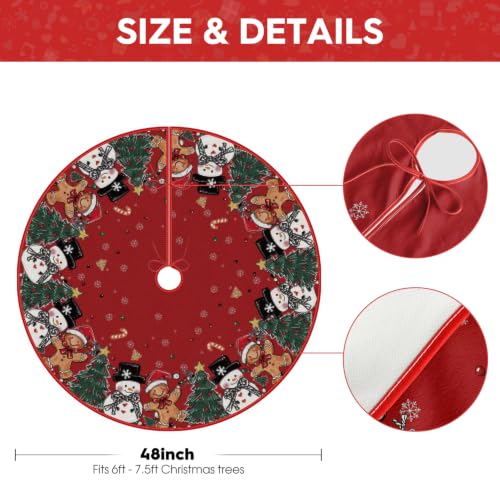 AVOIN Colorlife Gingerbread Man Snowman Christmas Tree Skirt 48 Inch