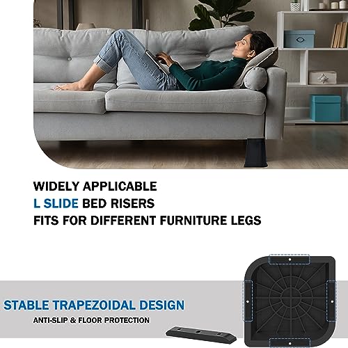 Heavy Duty Bed Risers 8 Inch Black - Supports Up to 5000 Lbs, 4 Pack