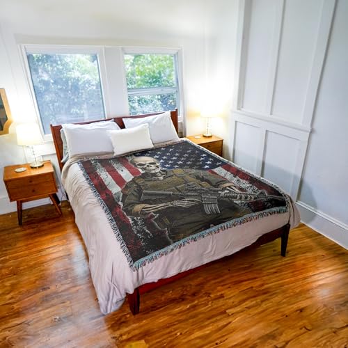 Always Marine Blanket - Cotton Woven Tapestry Throw 72x54 - Made in USA