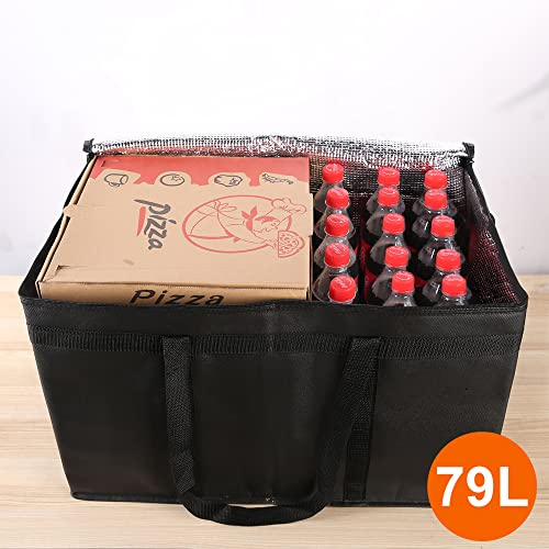 Large XXX-Large Insulated Food Delivery Bag - Black, 23x15x14 Inches