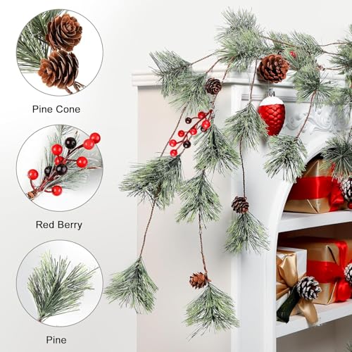 6ft Prelit Smokey Christmas Garland with Timer - Battery-Operated Cedar Pine