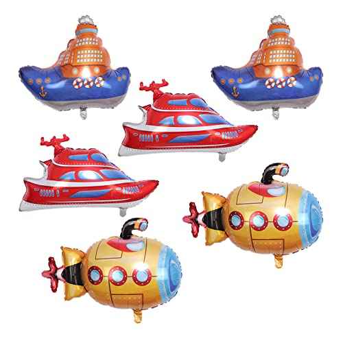 Jumbo Steamship Speedboat Shaped Balloons - 6Pcs for Wedding, Christmas, Birthday, Hawaii, Summer, Beach, Ocean Theme Party Decorate
