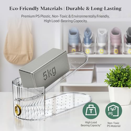 Clear 20 Pack Shoe Slot Organizer - Adjustable Double Layer Shoe Space Saver Rack
