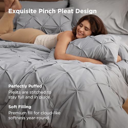 Queen Comforter Set with Sheets - Grey Bedsure 7-Piece Bedding in a Bag - Variation 01