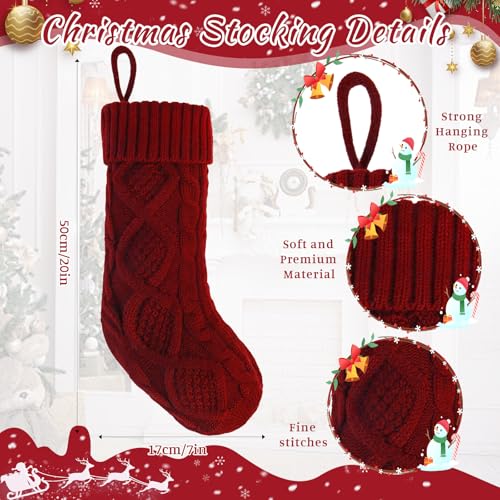 Gushu 4 Pack Christmas Stockings - 18 Inch Cable Knit Family Holiday Decor, Red Green White