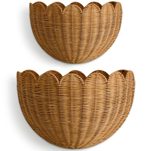 Mocca BEBE BASK The Original Scalloped Wicker Wall Basket Set of 2
