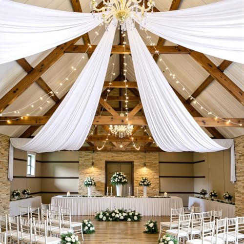 White Ceiling Drapes for Weddings & Parties - 4 Panels 60"W x 240"L - Variation of THIS listing