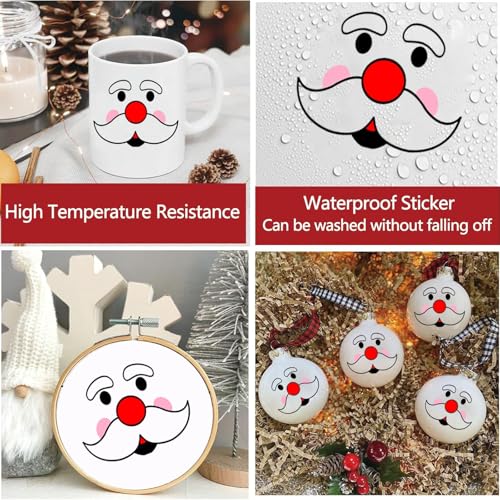 Santa Face Vinyl Stickers 45ct for Ornaments, Water Bottles & Windows – Xmas DIY Decals