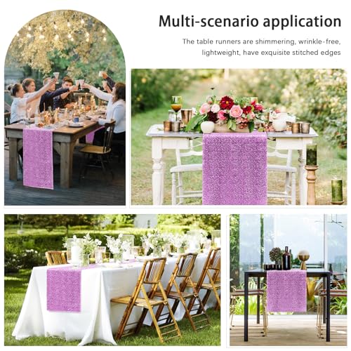 Lavender Sequin Table Runner 12" x 72" - 2 Pack for Wedding Birthday Party Decor