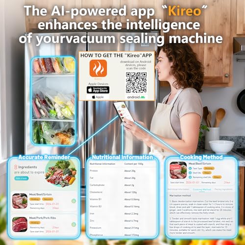 Food Vacuum Sealer Machine with App & Double Heat Seal - Commercial & Family Use
