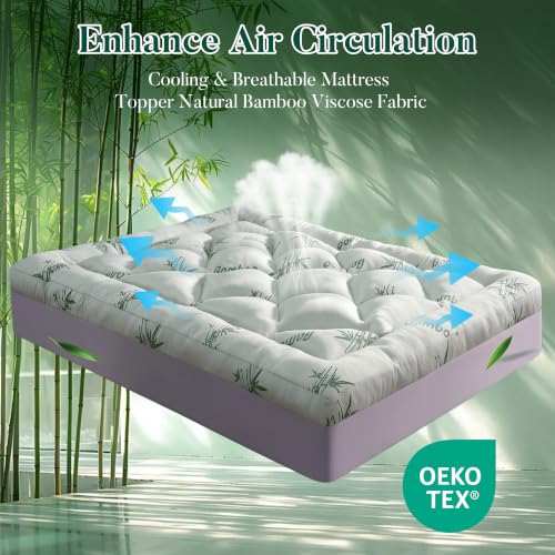 Green Full Size Memory Foam Mattress Topper 3 Inch Cooling Bamboo Viscose Pillow Top