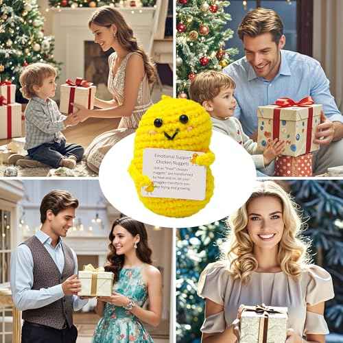 Emotional Support Nuggets Inspirational Positive Crochet Animals Gifts Funny Positive Nuggets Potato Pickle for Women Men Birthday Christmas Stocking Stuffers White Elephant