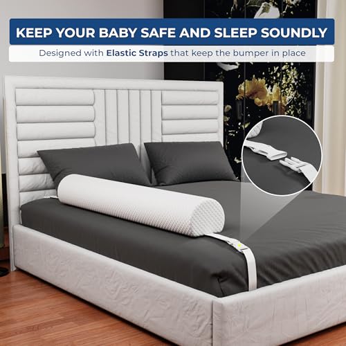 [1-Pack] Toddler Bed Bumper with Adjustable Straps - Fits Full, Twin, Queen & King Beds