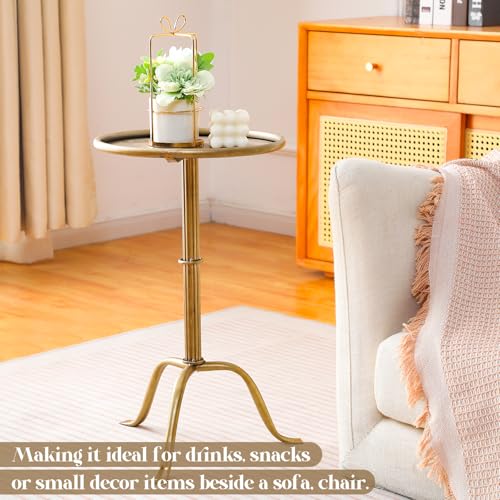 Small Metal Martini Table - Bronze Finish, 12.5x12.5x27.75 Inches, Compact Side Table - Bronze / 1