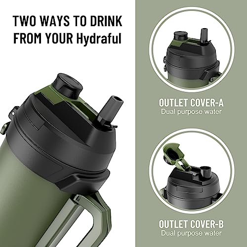 Hydraful Matte Black 128oz Insulated Stainless Steel Water Jug - Keeps Cold 48H