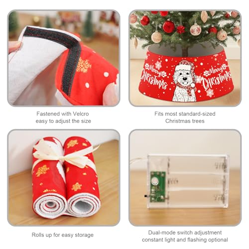 Dog Christmas Tree Collar with LED Ring | Golden Doodle Style Xmas Decor, 26in