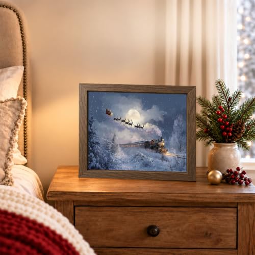llyinglpdec Santa Sleigh and Reindeer Christmas Wall Art Print, Steam