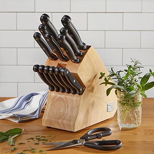 Chicago Cutlery Essentials 15-Piece Stainless Steel Knife Block Set with Sharp Chef Knives & Scissors