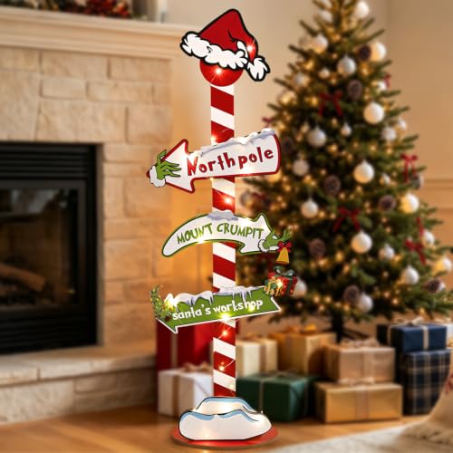 Yinhua 45 Inch Lighted Christmas Sign Indoor Holiday Decor - Red & Lime Green, Large Winter Party Display