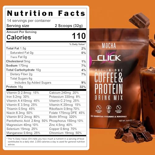 Protein Coffee Drink with Double Shot Espresso 15.8 oz - Hot or Cold - Variation of Mocha