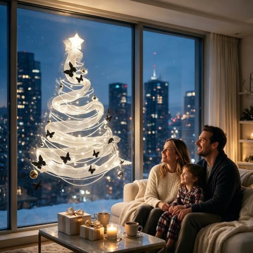 DIY Beaded Wall Christmas Tree Kit with Lights - Modern Holiday Decor