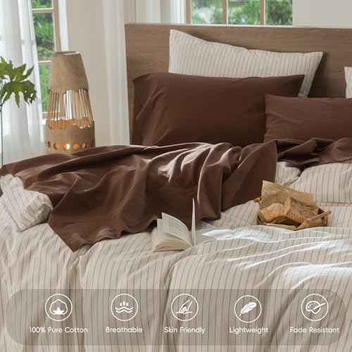 Cocoa Brown MooMee King Size Washed Cotton Sheet Set - Extra Deep Pocket 4 Pieces