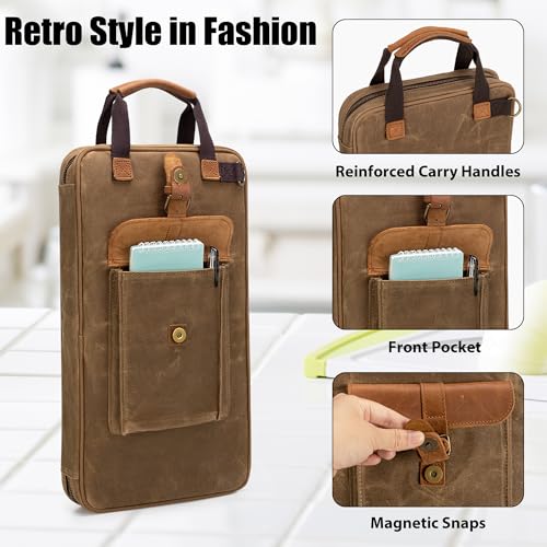 Chef Knife Bag Waxed Canvas Storage Case with 11 Slots & Pockets