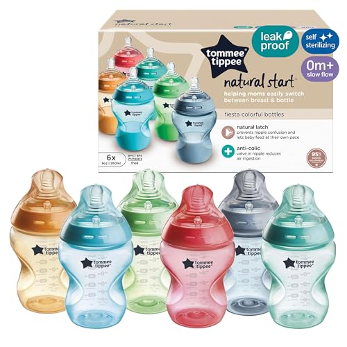 Tommee Tippee Natural Start Baby Bottles Wide Neck Anti-Colic 9oz - Fiesta Variation