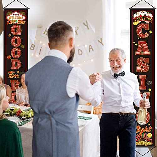 Blulu Casino Night Party Decorations Las Vegas Party Banner Poker Night Decorations Welcome Porch Sign for Game Travel Holiday Carnival Jungle Background Backdrop