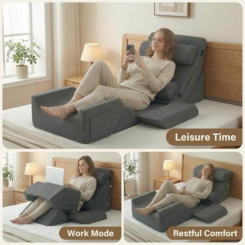 Axelrod 9PCS Orthopedic Bed Wedge Pillow Set Melange Gray - Post Surgery Support