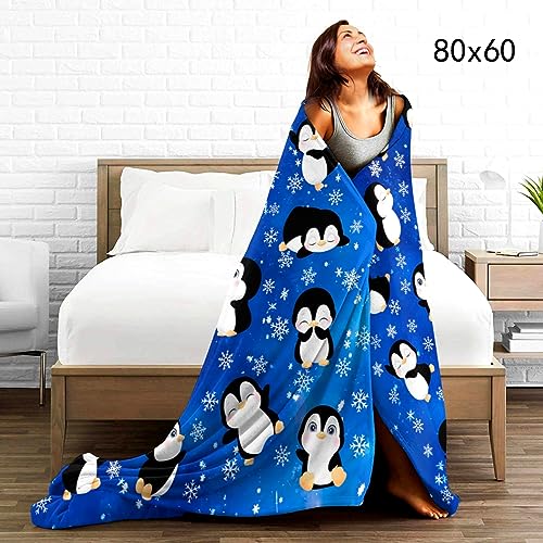 Penguin Blanket Flannel Soft Cute Penguins Throw Blankets Animal Penguin Gifts Decor for Girls 50"x40"