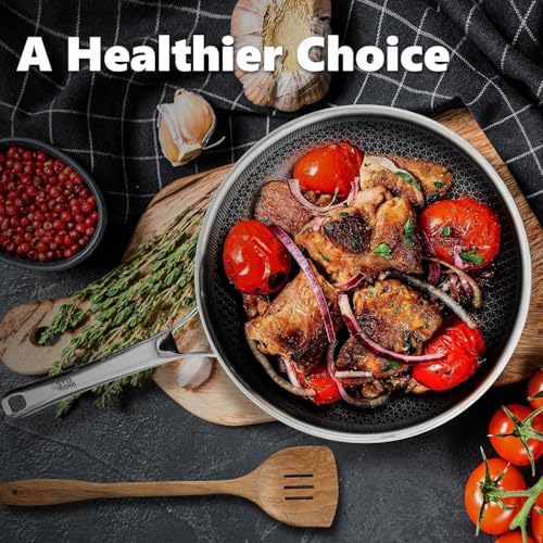 Stainless Steel Nonstick Frying Pan Set 8, 10, 12 Inch - Variation Stainless Steel / Ø8+10+12 w/o Lid