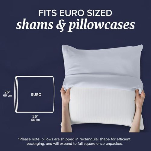 Beckham Hotel Collection Euro Size Throw Pillows - Set of 2 | 26 x 26 Down Alternative Inserts for Bed & Couch