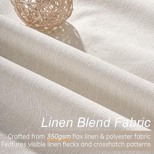 Topfinel Birch Linen Blackout Curtains 96 Inch Long, 2 Panels, 52" W x 96" L, Boho Farmhouse Style, Includes Hooks for Living Room & Bedroom