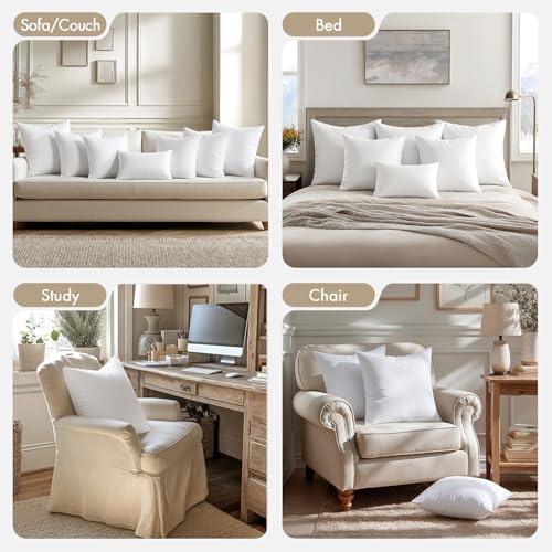 20x20 Inch Pillow Inserts 4 Pack - Virgin Fiber Filling Support Cushions Variation of 4 / 20x20 Inch