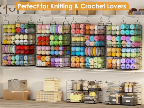 Heavy Duty Metal Closet Organizer with Adjustable Dividers & Hooks - Split into 2 Units