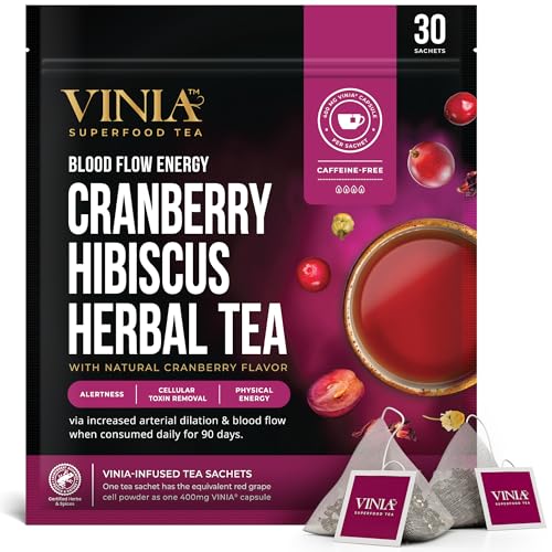 Cranberry Hibiscus Herbal Tea with Resveratrol - Blood Flow Support, 30 Tea Bags (Variation of THIS listing)