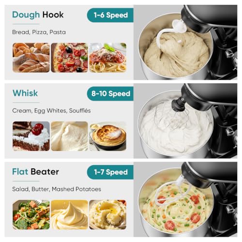 OLIXIS 4.2 Qt Stand Mixer, 10-Speed Tilt-Head Electric Mixer for
