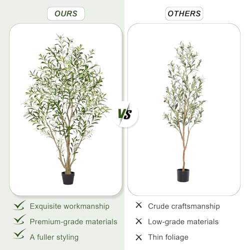 6ft Artificial Olive Tree Indoor - Tall Faux Plant with Realistic Leaves & Olives - Variation 1