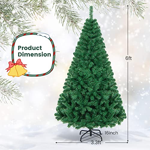 6FT Artificial Christmas Tree with Metal Stand - Easy Assembly Indoor Outdoor Holiday Decor