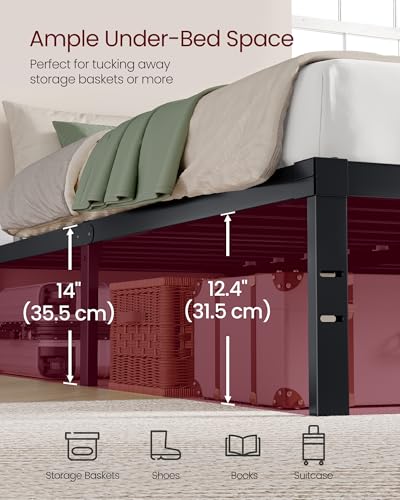 King Metal Bed Frame - 14 Inch Tall, Heavy Duty Support, Noise-Free, Under Bed Storage
