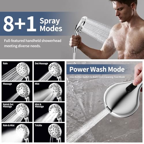 KAIYING Chrome High Pressure Dual Shower Head with Handheld Spray Combo